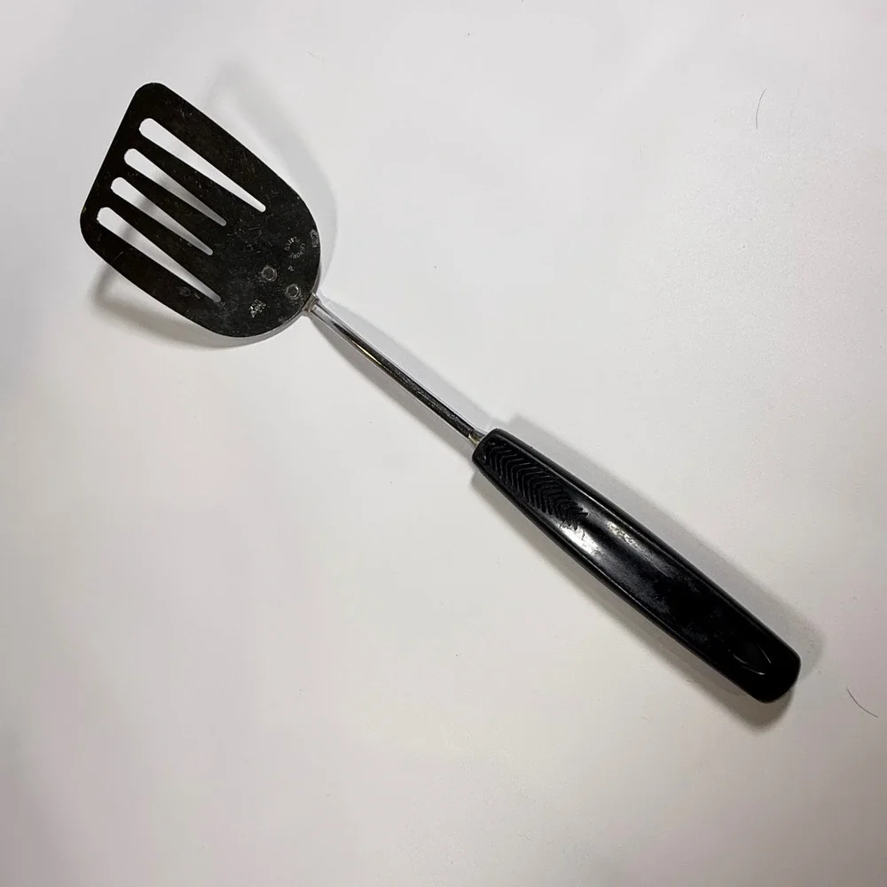 VTG Foley USA Spatula Four Slotted Turner Kitchen Tool Silver Black Chrome 12